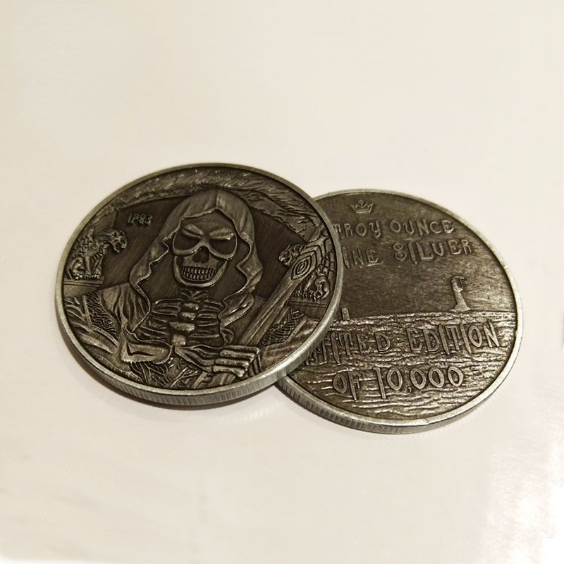 Europejski i amerykański wytłoczony szkielet Halloween mroczny rycerz pamiątkowa moneta srebrne monety kolekcje