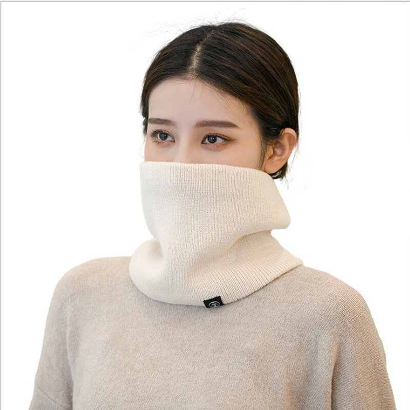 Bufanda de mascarillas que combina con todo para la cara, Jersey de punto sólido coreano para mujer, cuello de anillo, Otoño e Invierno