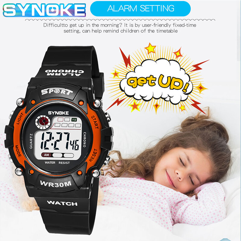 Relógio digital esportivo para crianças, relógio de pulso à prova d'água para meninos e meninas, cronógrafo de choque, relógio eletrônico com alarme, enfant enfant