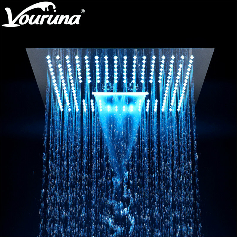 Vouruna-cabeçotes de chuveiro 304 aço inoxidável, controle remoto, 400x400mm, luz led, chuveiro de chuveiro, banheiro