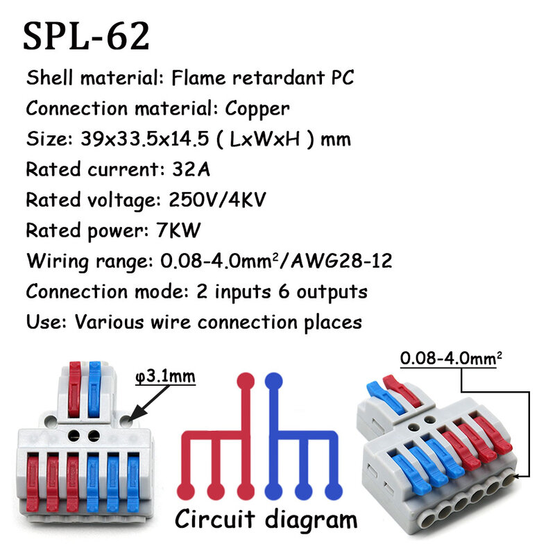 Фонарь/62, 2 в 4/6, внешний мини-фонарь, Универсальный проводной кабель, соединитель, нажимной проводник, Клеммная колодка, светодиодная лампа