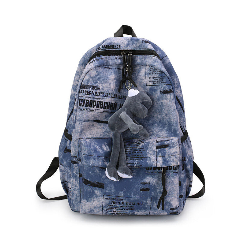 Original Backpack Men Vintage Teenager Travel College Printing Cloth Fabric Business Bag 1114