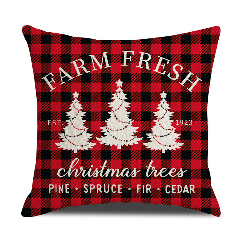 Fodera per cuscino natalizio fodera per cuscino scozzese di bufalo rosso e nero 18x18 pollici decorazioni natalizie federa di lino albero di alce