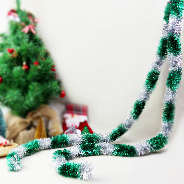 Guirnalda de oropel plateado dorado de 2,3 m y 5cm para decoraciones para árboles de Navidad, fiesta de cumpleaños de boda suministros, fiesta de vacaciones, decoración del hogar, Noel