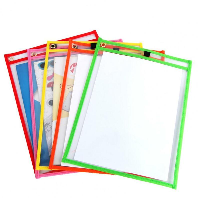 10Pcs Colorful Rewritable A4 Transparent File Pockets Early Education Supplies