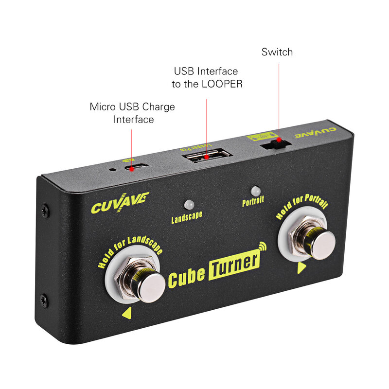 CUVAVE Cube Turner Wireless Page Turner Pedal Supports Looper Connection Compatible with iPad iPhone Android Tablets Smartphones