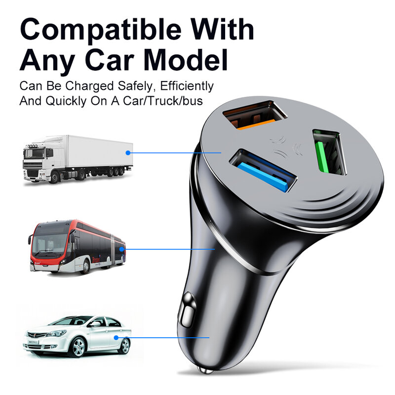 車の充電器急速充電3.0 4.0 35ワットポータブル高速充電アダプタ4Uポートxiaomi iphone 12携帯電話車の充電