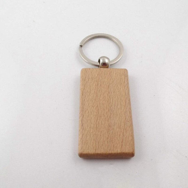 Porte-clés en bois vierge, 50 pièces, identification de clé, gravure rectangulaire, peut être gravé, bricolage
