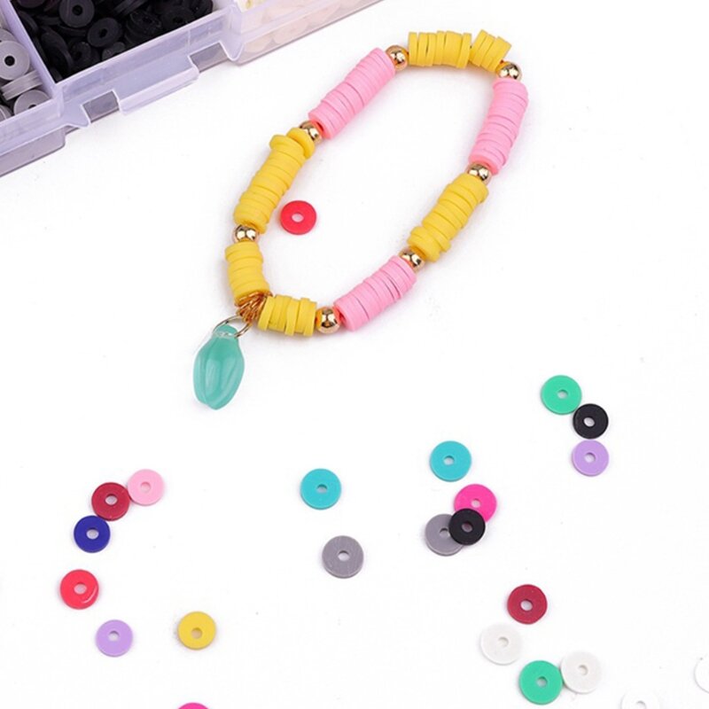 Contas coloridas l41b para fabricação de bracelete, caixa com múltiplas cores feitas de argila polímero, para pulseira, colar, 1 caixa