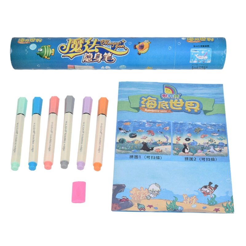 Penna a inchiostro colorato penna invisibile con 1 gomma termica 6 penne per blocco da scrittura disegno per bambini
