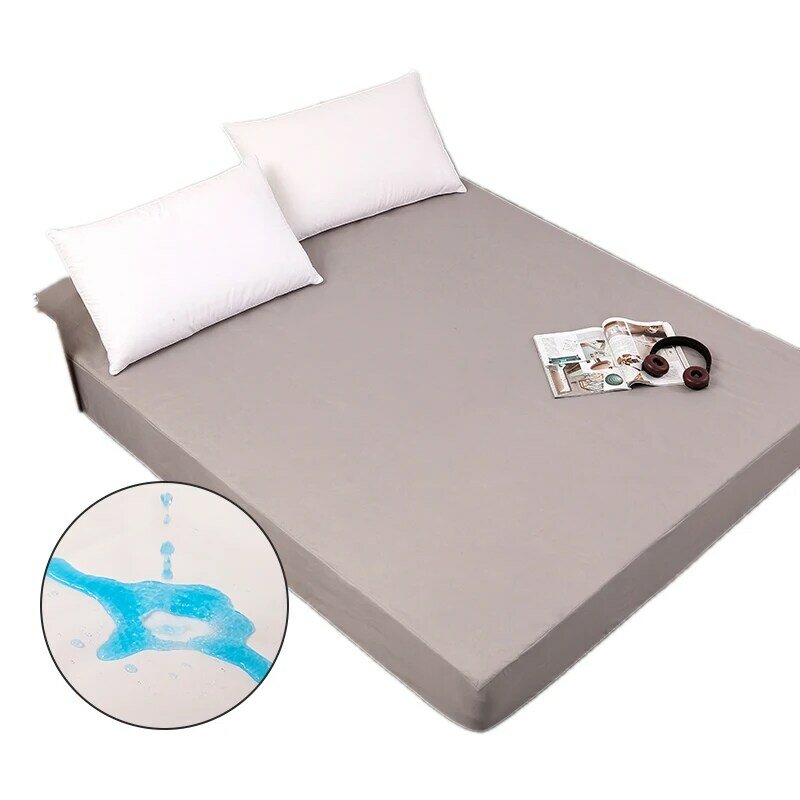 Dreamworld-Protector de colchón de Color sólido con elástico blanco/Negro, Funda de colchón impermeable, almohadilla, Sábana bajera, envío directo