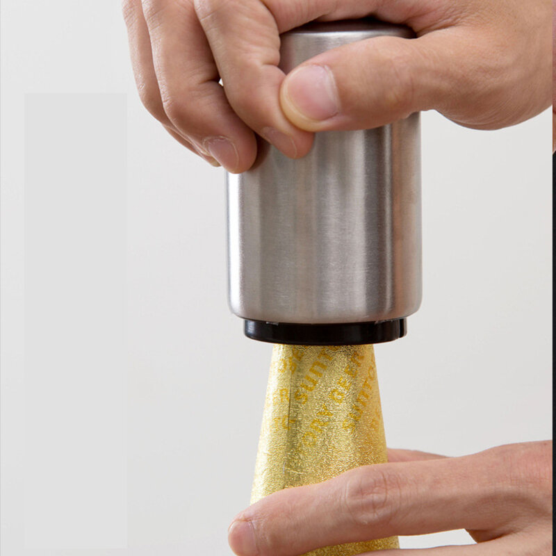 Pembuka Botol Bir Tekanan Udara Baja Tahan Karat Otomatis Magnet-Pembuka Bir Tekan Pembuka Tutup Soda Bir Anggur