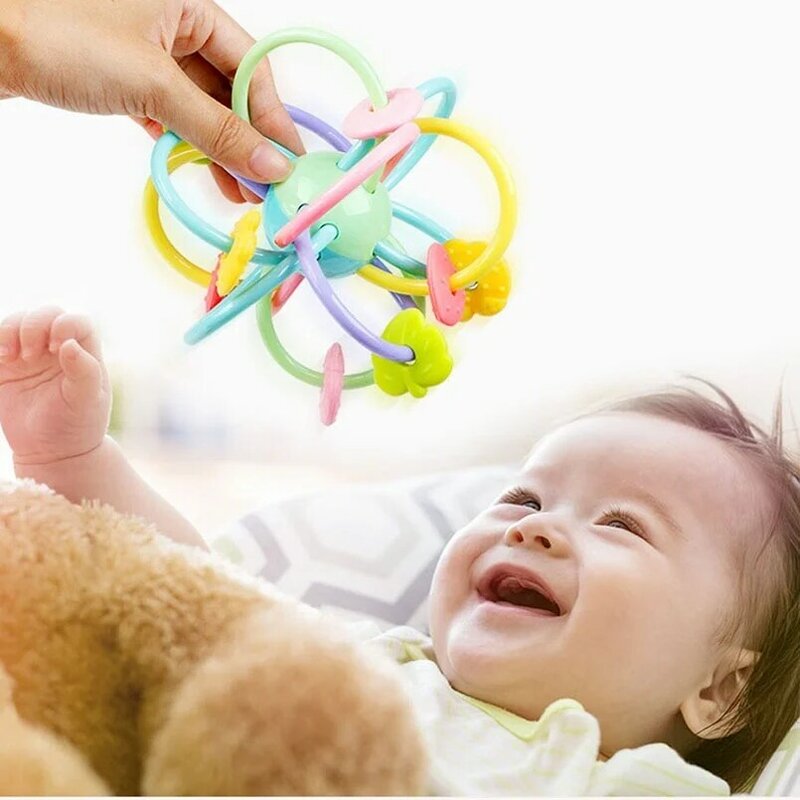 Bola de atividades para bebês, brinquedos educativos para bebês de 0-12 meses, chocalho de aprendizagem