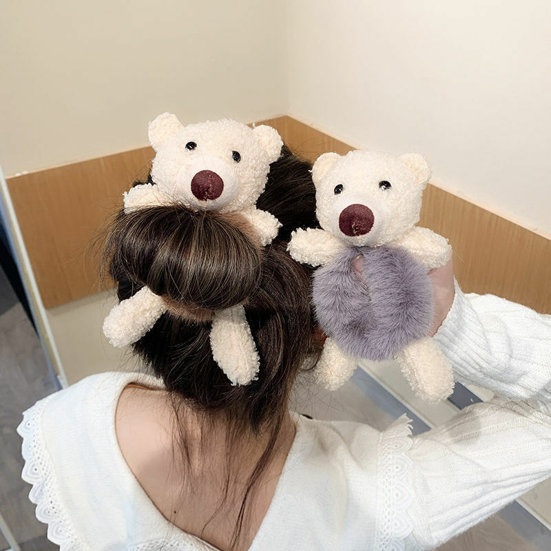 New Women Hair Ties Bear Rabbit Pattern Lady Scrunchies Headwear Girls Cute Ponytail Holder Hair Rope Fashion Hair Accessories