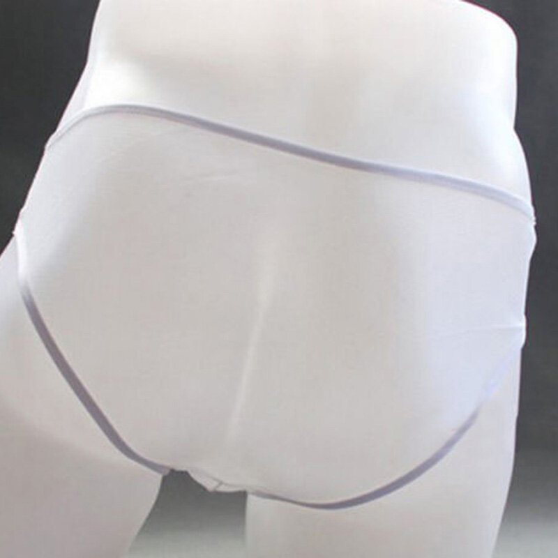 Calcinha masculina transparente sensual, cueca respirável para homens, malha transparente com cintura baixa