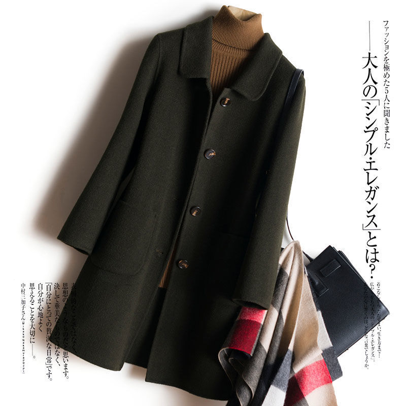 Abrigo de lana cálido para mujer, moda de otoño e invierno, abrigo de lana holgado informal con una botonadura, largo medio, s L731, 2021