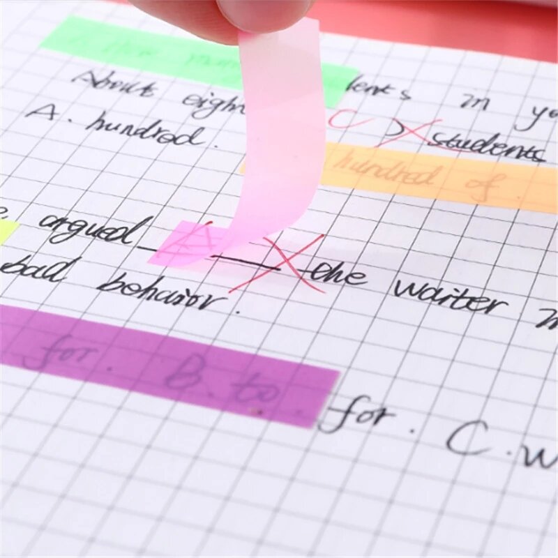 Kdd Mini Bloc de notas marcadores fluorescentes autoadherentes notas índice planificador papelería suministros escolares pegatinas de papel