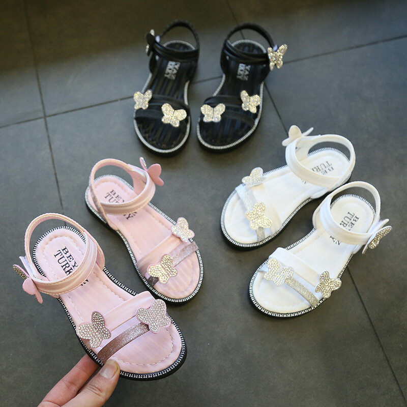 2020 新サンダル夏の女の子の靴夏キッズ子供サンダルファッションちょう結び女の子フラットpricness靴