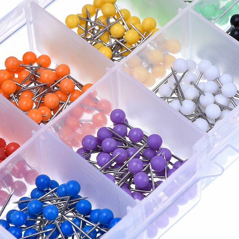 Map Tacks Push Pins Plastic Head with Steel Point, 4mm, 500 Pieces