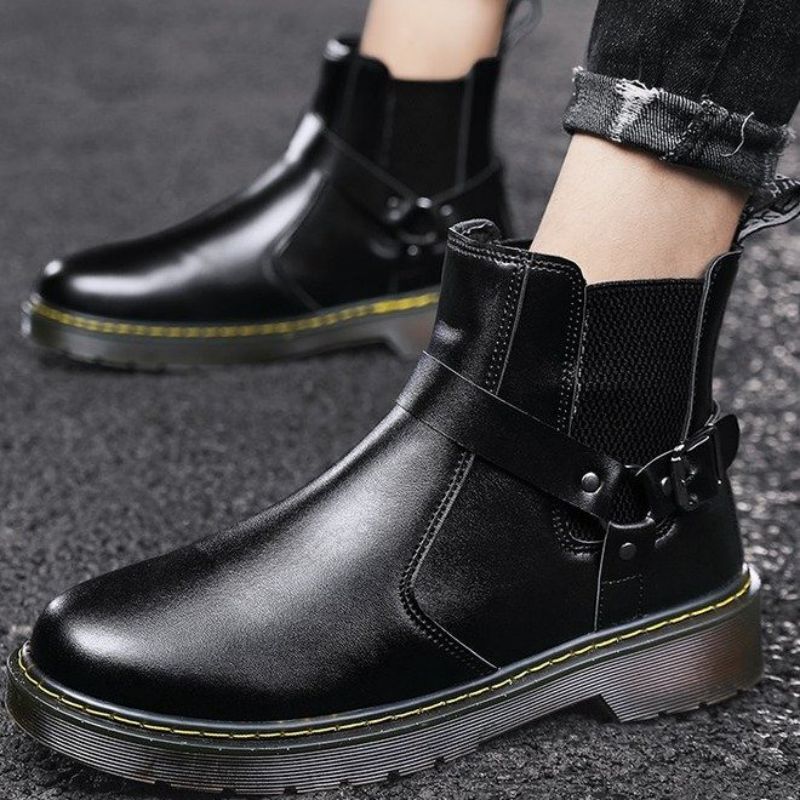 2021 Winter New Products Lovers Pu Fashion Trend British Fashion Lovers Boots Thick Bottom Mouth Comfortable Lovers Boots  KS154