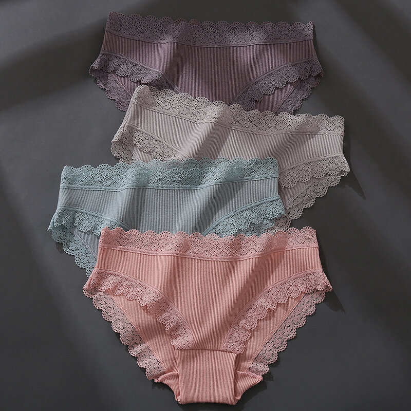 3PCS/Set Women's Cotton Panties Sexy Lace Lingerie Female Soft Underwear For Girls Ladies Underpants Floral Briefs Woman's panty