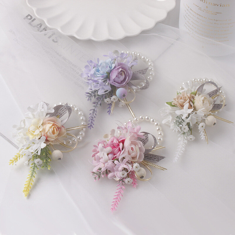 งานแต่งงานเจ้าสาว Multi-สีบรรจุภัณฑ์อิสระ Handmade Handmade ดอกไม้ป่าจำลองดอกไม้ Corsage ดอกไม้