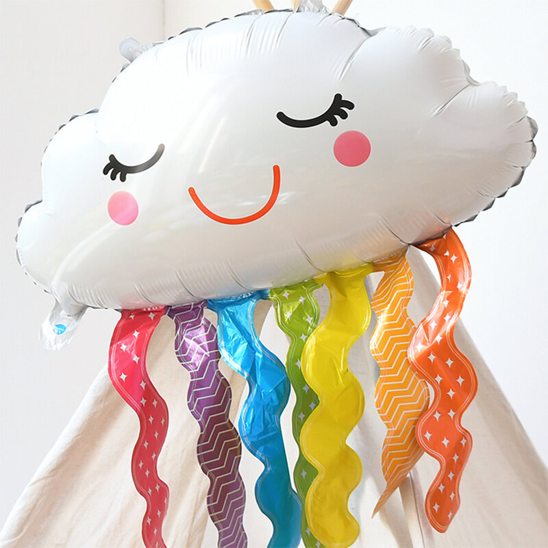 1 Uds de dibujos animados sonriente de la nube globo de la hoja encantadora helio Arco Iris Hada de las flores unicornio globo fiesta de bienvenida para el futuro bebé niños cumpleaños decoración de fiesta