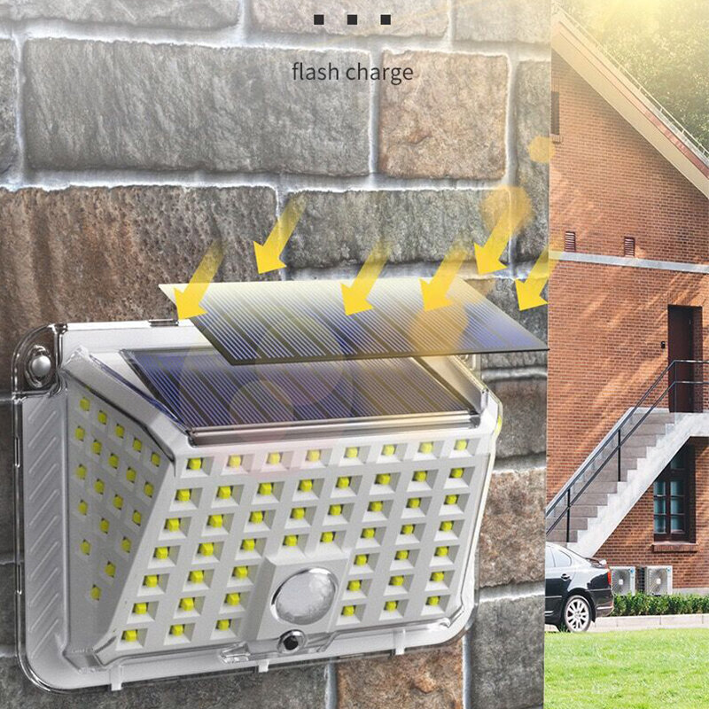 人感センサー付きソーラーLEDウォールライト,3つの照明モード,防水,屋外照明,庭や通りに最適,100ダイオード
