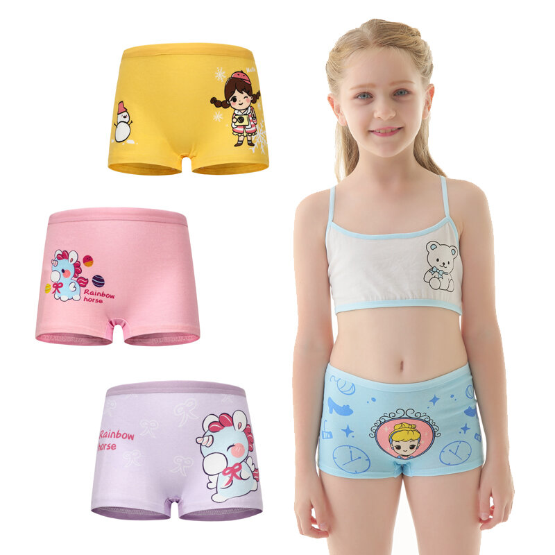 4 Pieces/Lot New Design Children Girl Panties Cotton Soft Pretty Cartoon Child Underwear For Kids Boxer Girls Panties Breathable
