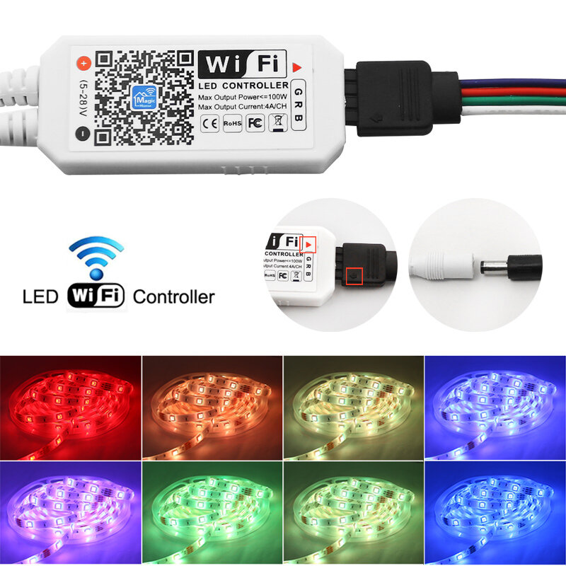 Tira de Luces LED impermeables con WiFi y Bluetooth, Luces LED RGB5050 SMD2835, Flexible, cinta de diodos DC12V, 5M10M15M, iluminación de Control remoto