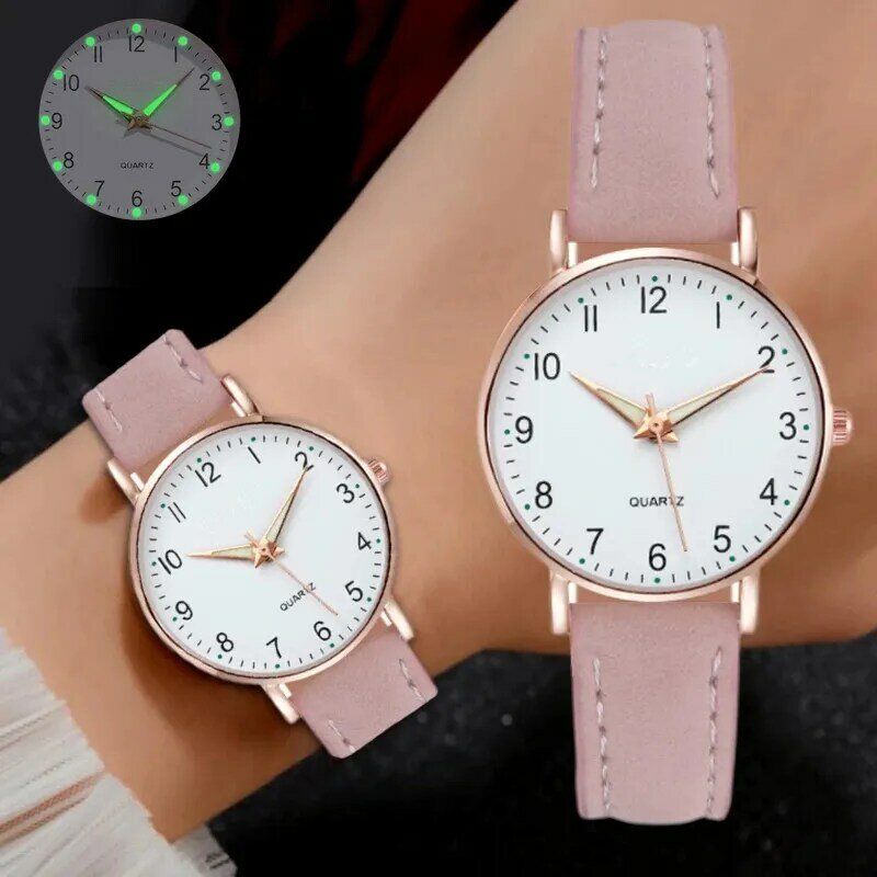 Quartz Watch Ladies Simple Luminous Retro Waterproof  Watches Women Leather Band Strap Wristwatch zegarek damski montre femme