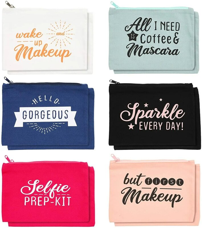 12packs Make-Up Toiletry Reisetasche für 100% Baumwolle Kosmetik Tasche Frauen mit Reißverschlüsse in 6 Farben (8x6 In, 12 Pk)