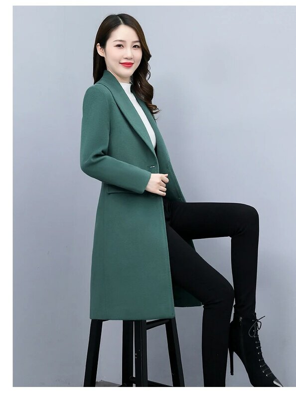 Новинка, контрастный Модный женский халат Qiu Dong с длинным шерстяным покрытием с двумя пряжками