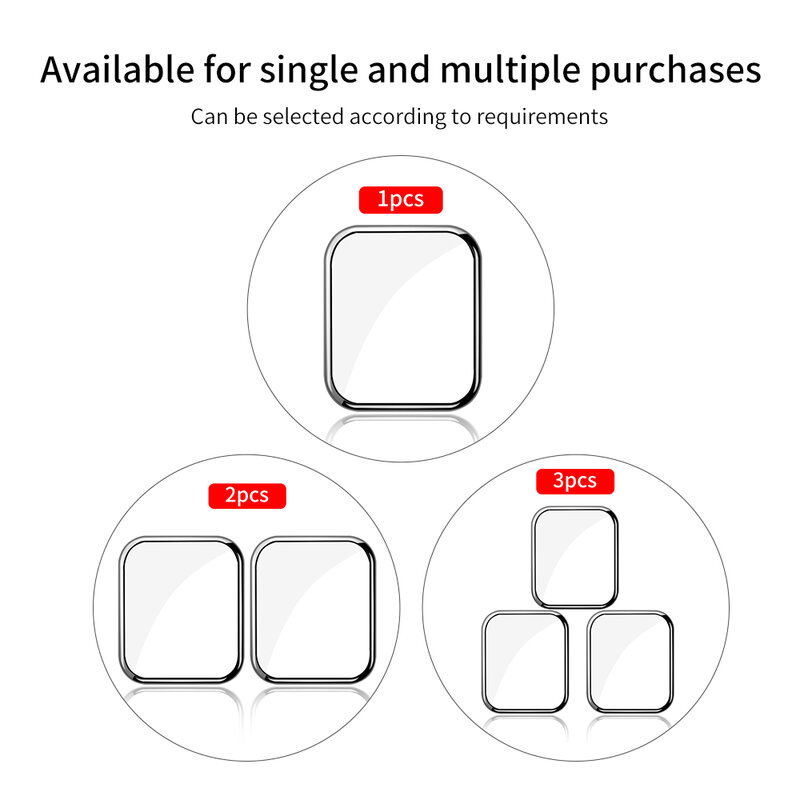 Protetor de tela transparente cobertura completa película protetora para iwatch 44mm 40mm 38mm 42mm vidro para apple watch 6 se 4 5 3 2 1