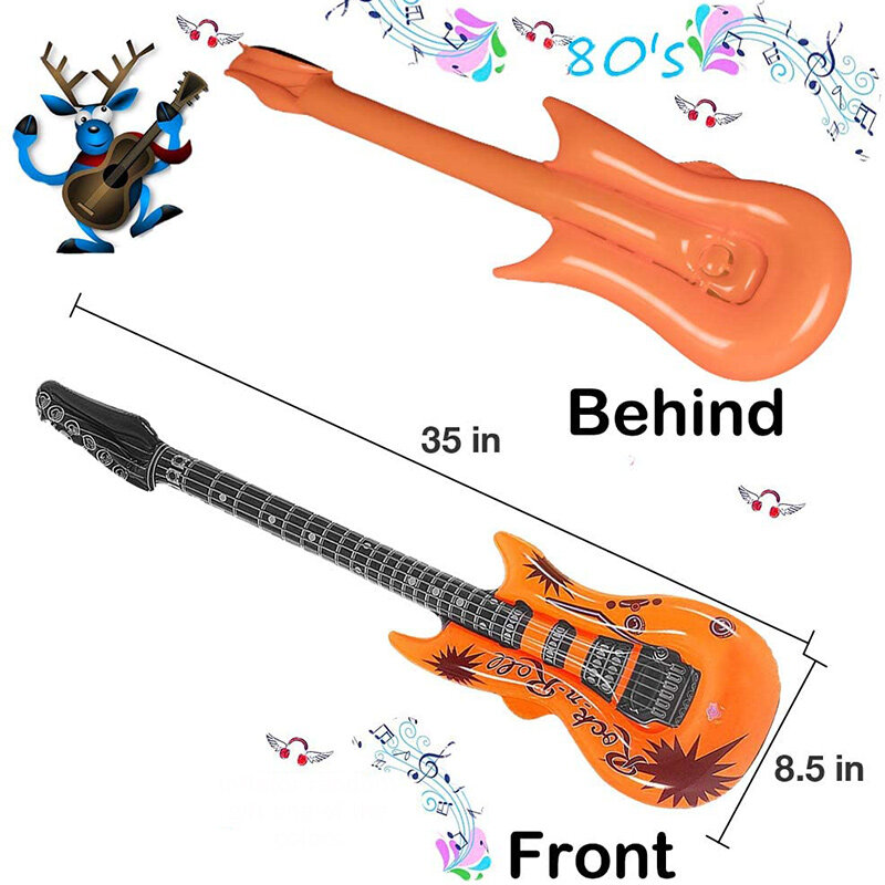 80s Party 90s Props Rockstar Electric Guitar Inflatable 35 inch Rock 'N Roll  Birthday Party Decoration Balloon Toy Supplies
