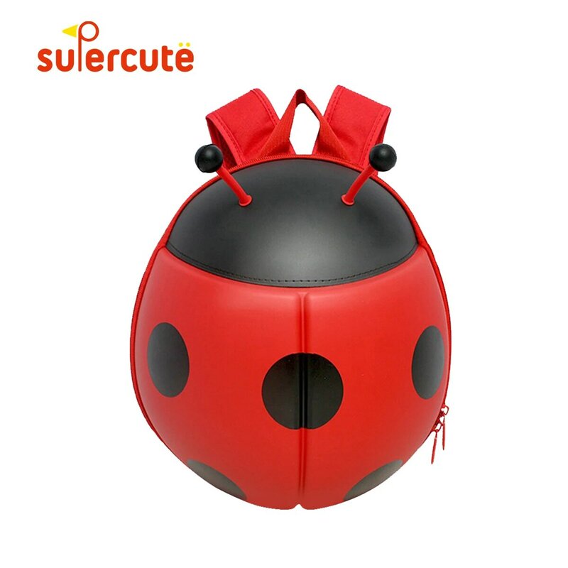 SUPERCUTE 패션 무당 벌레 모양 아이 배낭 3D 만화 아이 가방, 자연 영감을 야외 어린이 장난감 보관 가방