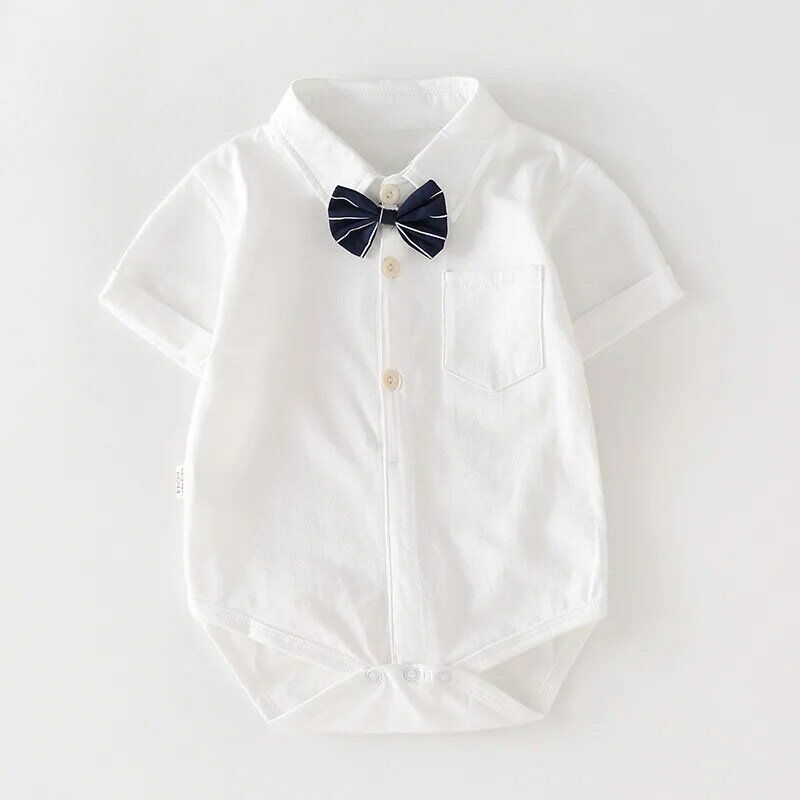 Yg 브랜드 아동 의류 삼각형 가방 방귀 의류 짧은 소매 아기 한 조각 여름 크롤링 옷깃 신생아 하 흰색 옷