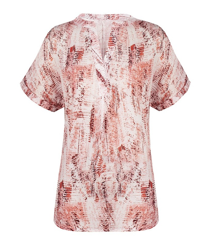 Die Dye drukowane bluzki damskie letnie szyfonowe koszule damskie dekolt w serek dorywczo luźna seksowna koszulka z krótkim rękawem komfort modny Top Blusa Mujer