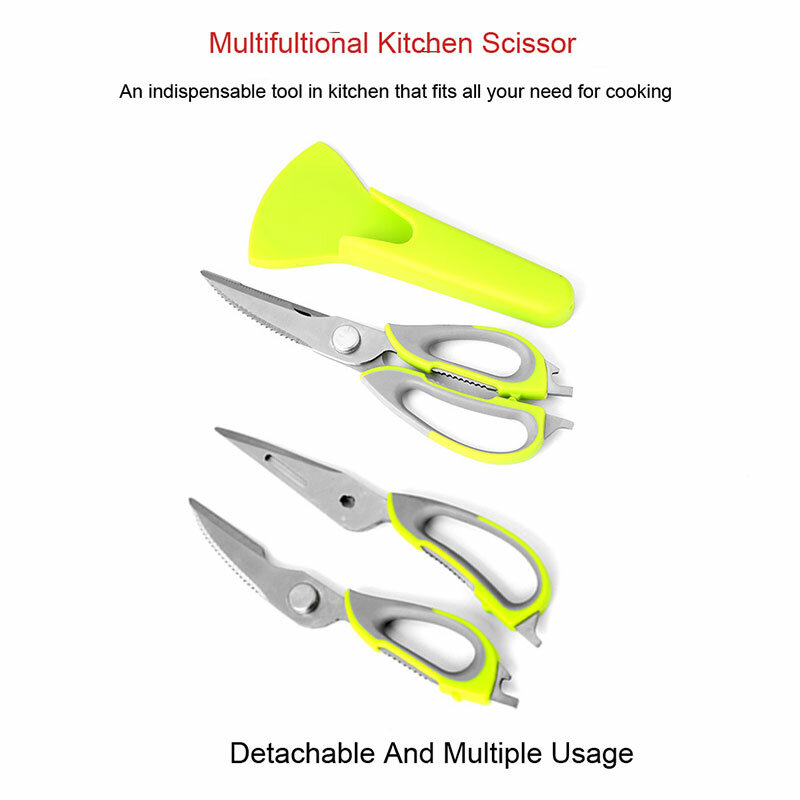 7 In 1 Kitchen Scissors Magnetic Knife Seat Removable Stainless Steel Scissors For Fish Chicken Shears Cooking New