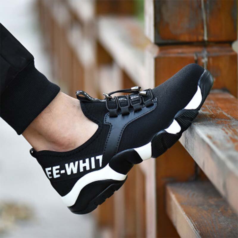 2019new men aço toe sapatos de segurança trabalho leve respirável reflexivo casual sneaker evitar piercing botas de proteção femininas