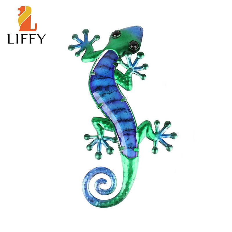Home Decor โลหะ Gecko Wall Art สำหรับ Garden ตกแต่งกลางแจ้ง Lizard รูปปั้นและประติมากรรมสัตว์