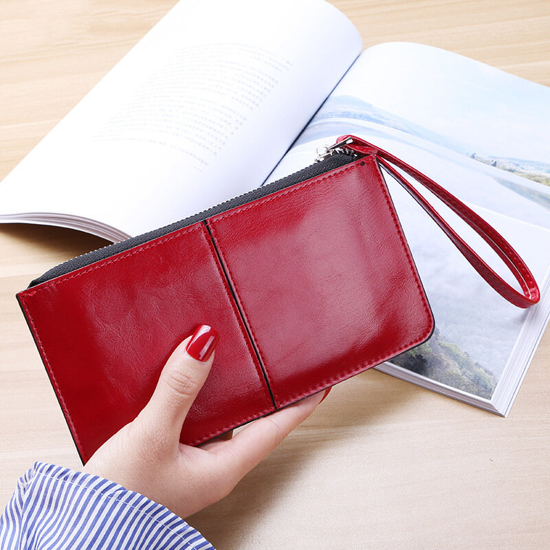 새로운 패션 여성 Office 레이디 PU 가죽 롱 지갑 클러치 지퍼 비즈니스 지갑 가방 카드 홀더 대용량 지갑