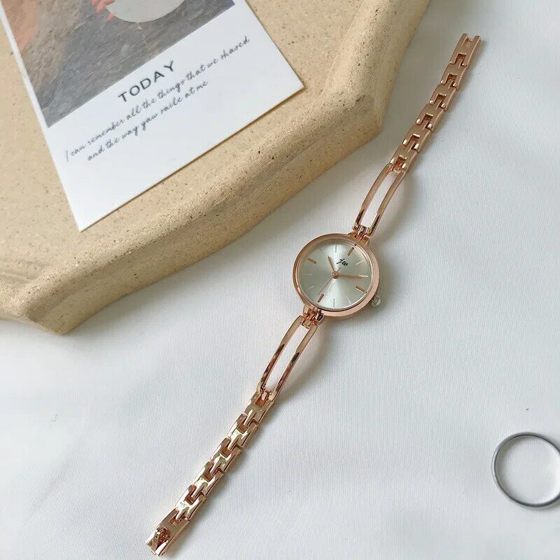 Moda de luxo feminino pulseira relógios qualidades minimalistas senhoras quartzo relógios de pulso ouro prata aço inoxidável mulher relógio