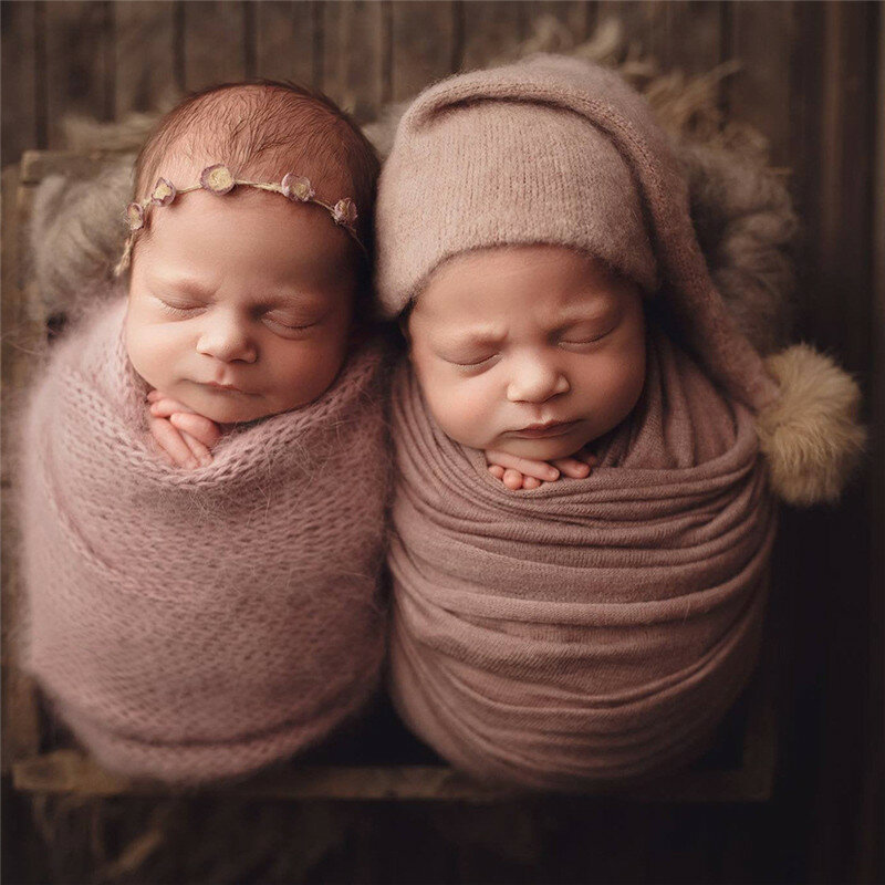 Atrezos para fotografía de bebés recién nacidos manta de ganchillo hecha a mano para niños y niñas conjunto de 2 uds De accesorios para fotos de niños pequeños de 0 a 12 meses 
