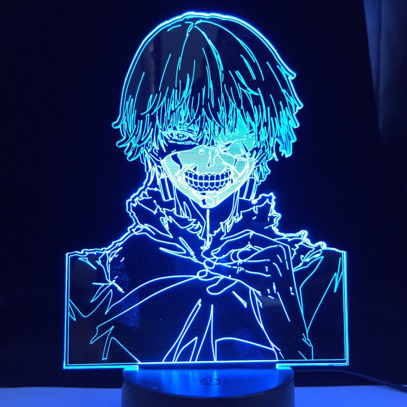 Tóquio ghoul ken kaneki 3d lâmpada para decoração do quarto nightlight legal presente de aniversário tóquio ghoul anime led night light dropshipping