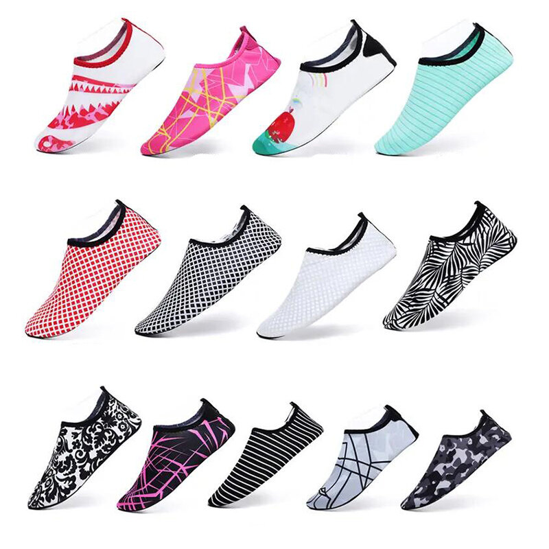 Summer Unisex Quick-drying Fruit Camo Cube Striped Diving Swimming Snorkeling Beach Shoes Seaside Travel Barefoot Aqua Shoes