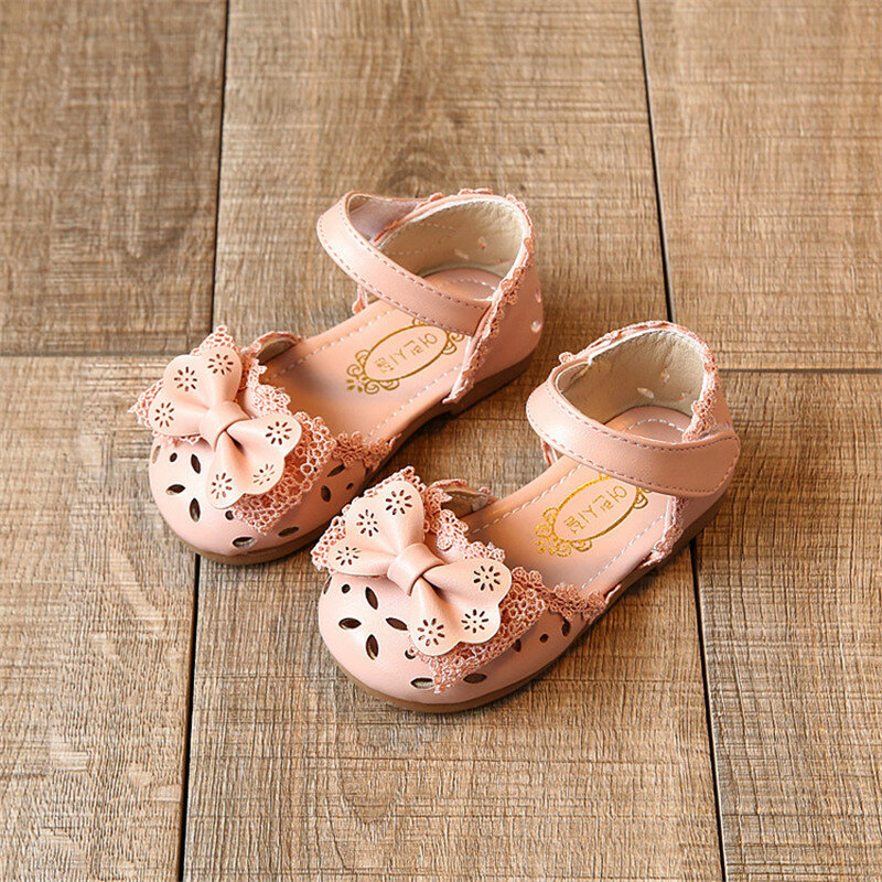 Sommer Kinder Schuhe 2020 Mode Leder Süße Kinder Sandalen Für Mädchen Kleinkind Baby Atmungsaktive Hoolow Heraus Bogen Schuhe für mädchen