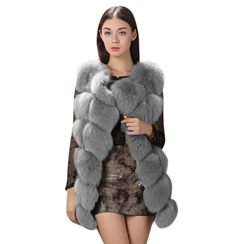 Зимний женский Кардиган большого размера без рукавов, толстый теплый искусственный мех, тонкий с меховой отделкой, натуральный цвет, открыт...
