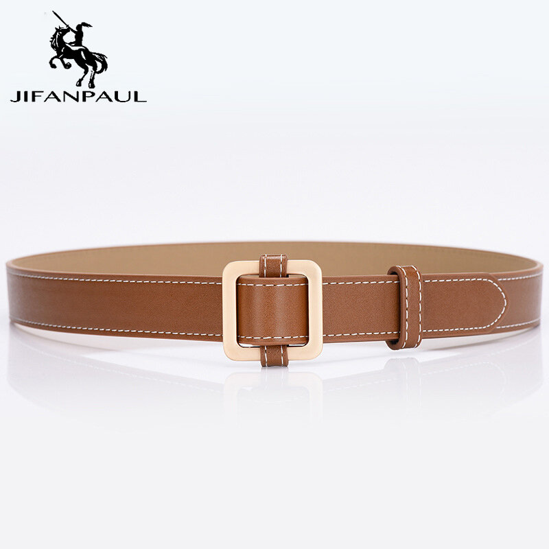 JIFANPAUL-cinturón retro de cuero genuino para mujer, hebilla abatible de aleación, nuevo diseño de diseñador, marca famosa, cinturón para estudiantes