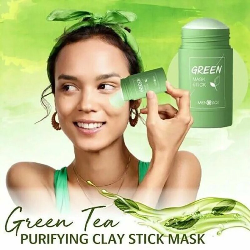 Zielona herbata oczyszczająca glina kij maska kontrola oleju przeciwtrądzikowy bakłażan grzywny stałe
